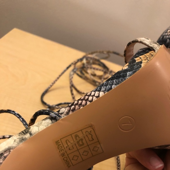 Fashion Nova Lace Up Snake Skin Heels - Picture 2 of 2